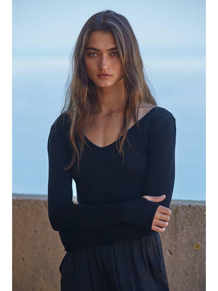 By Together - Wholesale Knit Top - Women's - S1158N | DOUBLE V NECK TOP6