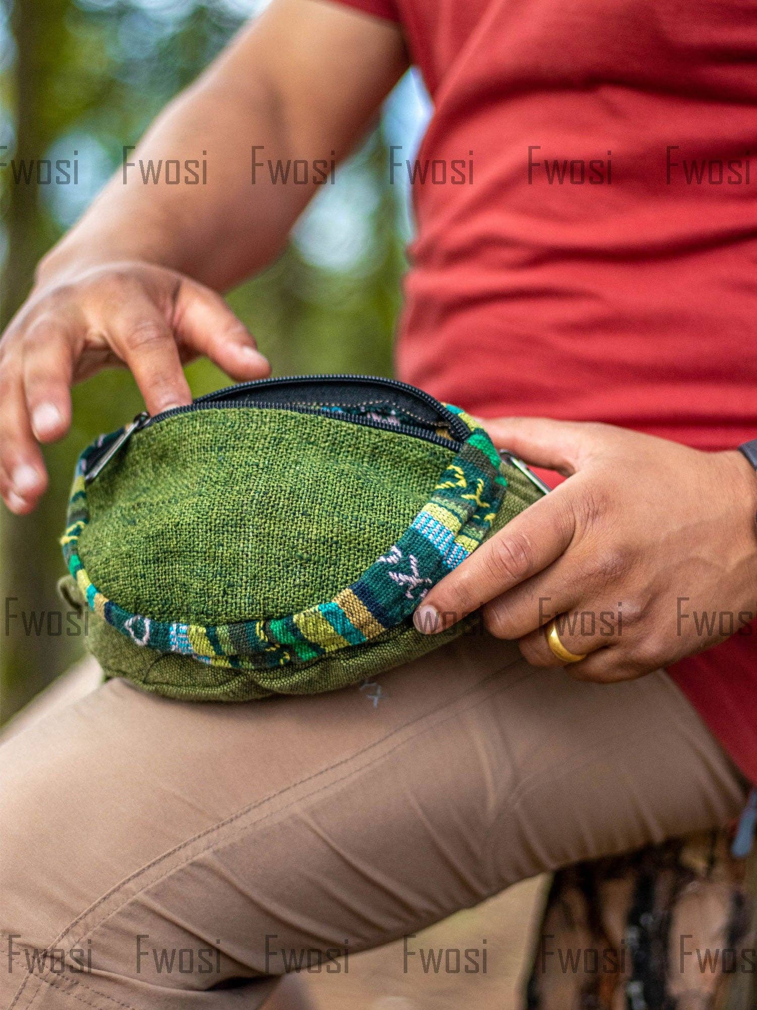 Fwosi - Vendita all'ingrosso Marsupio - Unisex - Marsupio Verde in Canapa4