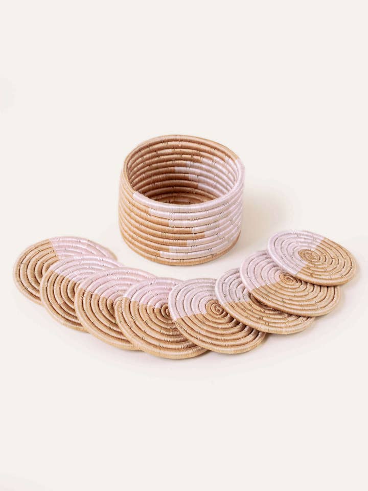 Ensemble de 8 sous-verres Akeza Mini Basket pour la vente par Indego Africa