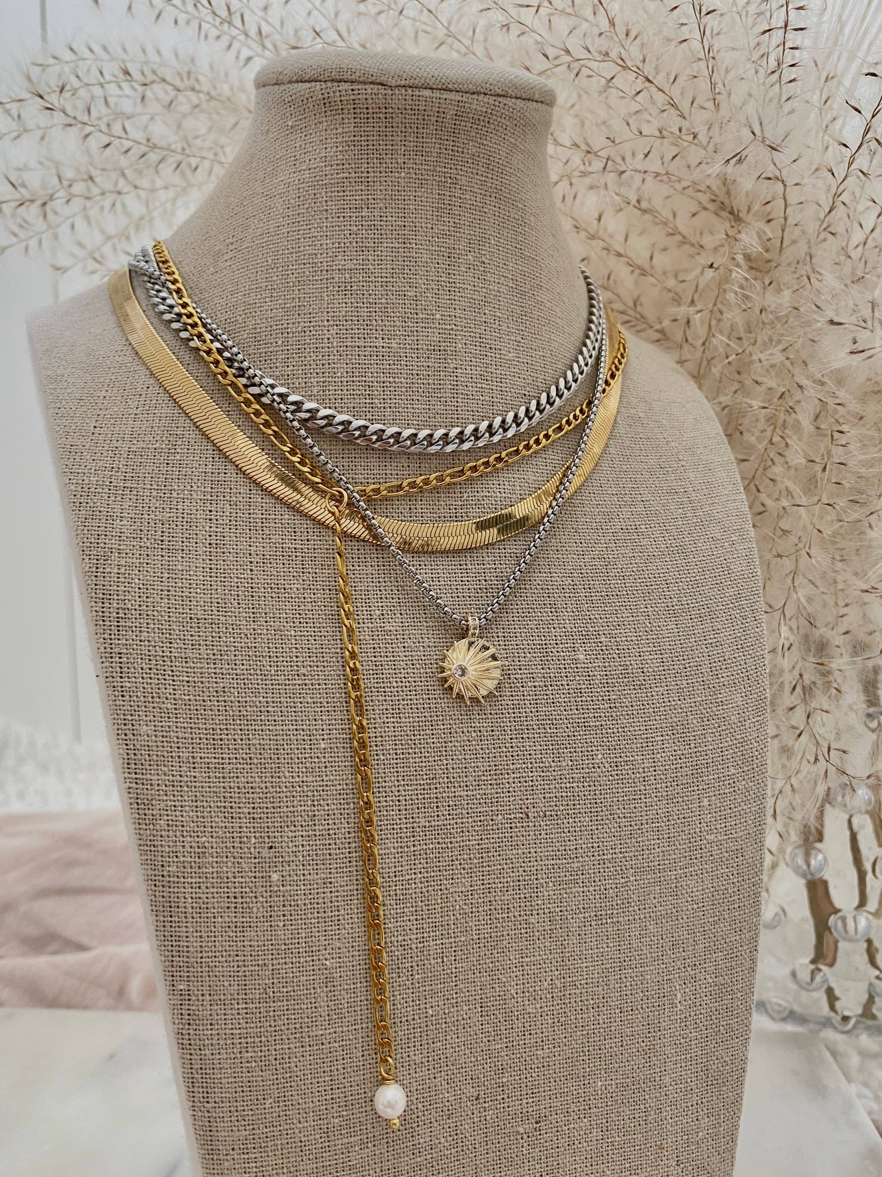 Amady Jewelry – Großhandel Kette mit Anhänger/Charm – Sonnenaufgang Zirkonia vergoldete Halskette Silber Ombre12