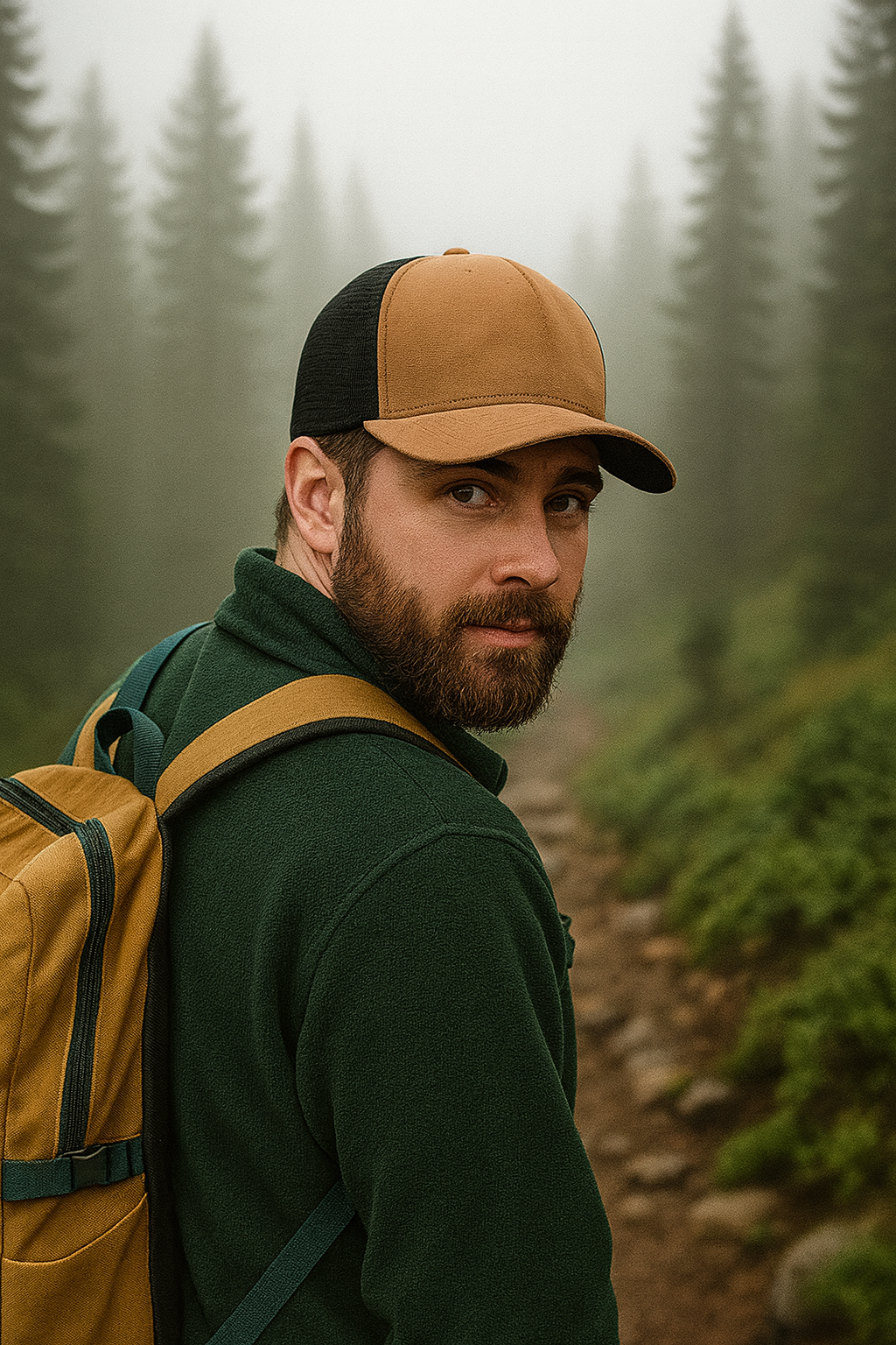 PNW Apparel – wholesale Trucker hat – Unisex – Sasquatch Leather Patch 5-Panel Trucker Hat – Unique Cap8