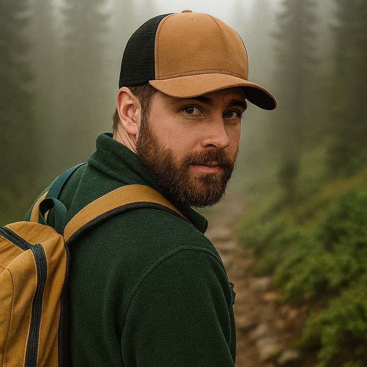 PNW Apparel – wholesale Trucker hat – Unisex – Sasquatch Leather Patch 5-Panel Trucker Hat – Unique Cap8