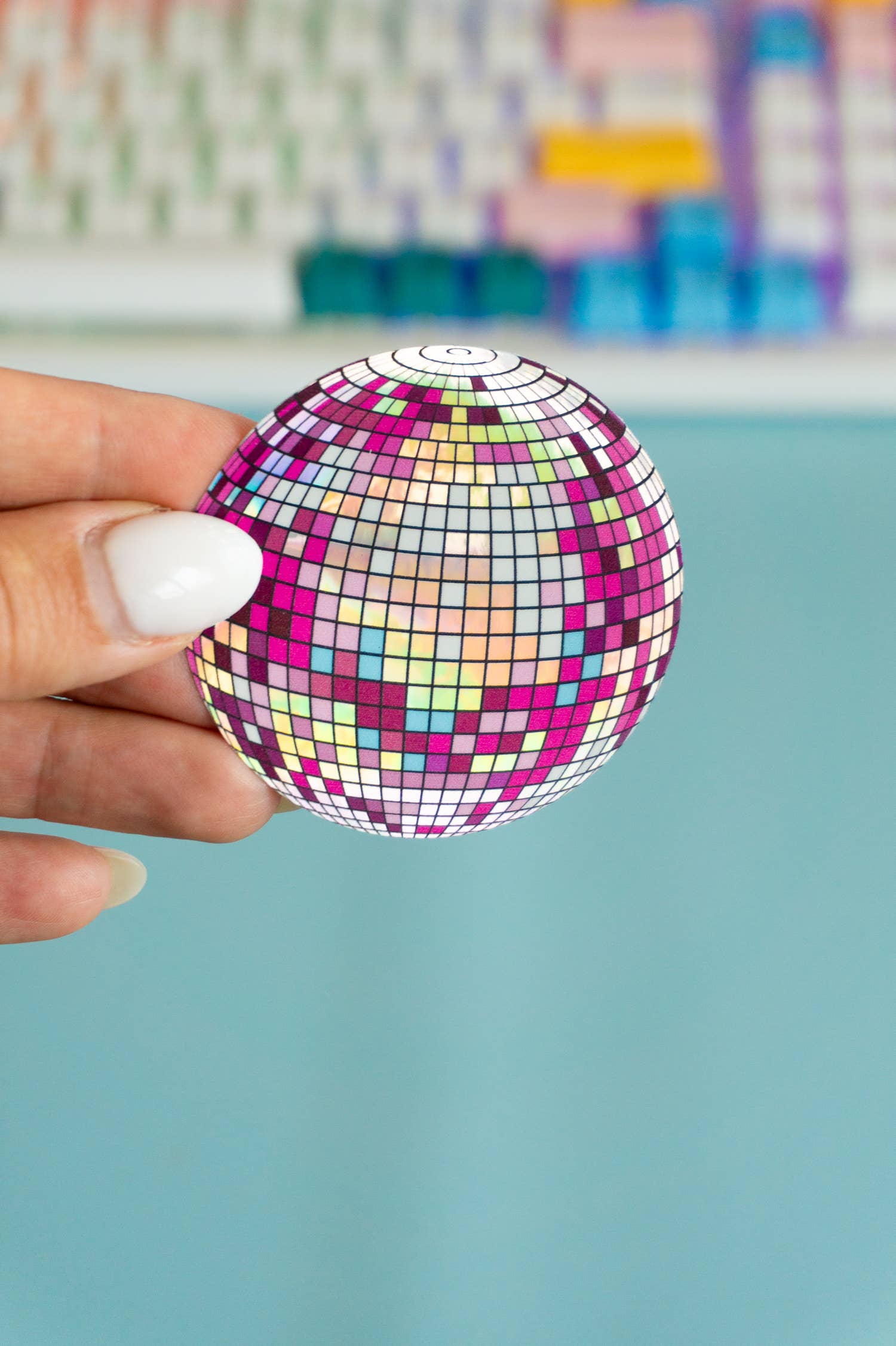 Creative Goodie - Wholesale Sticker - Pink Holographic Disco Ball Sticker3