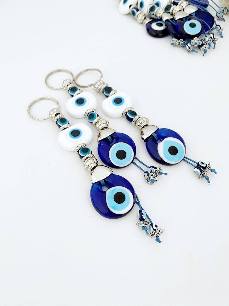 Evileyefavor - Wholesale Keychain - Women's - White Evil Eye Keychain, Blue Keychain, Evil Eye Bag Charm, Turkish Bead3