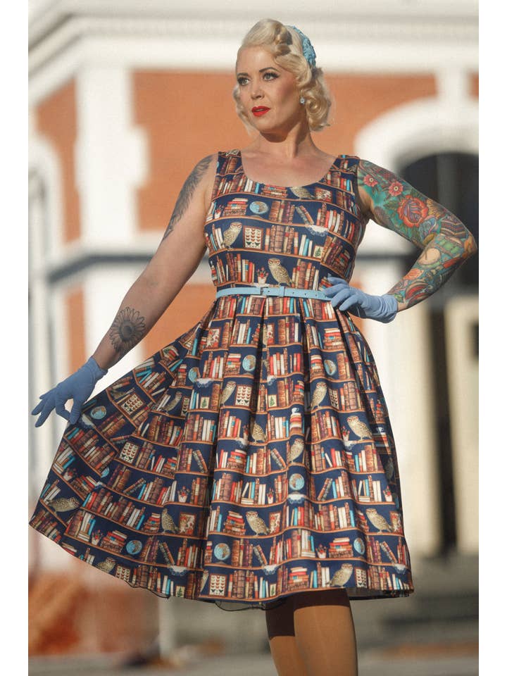 Dolly & Dotty - Wholesale Dress - Women's - Amanda Library Book & Owl Swing Dress