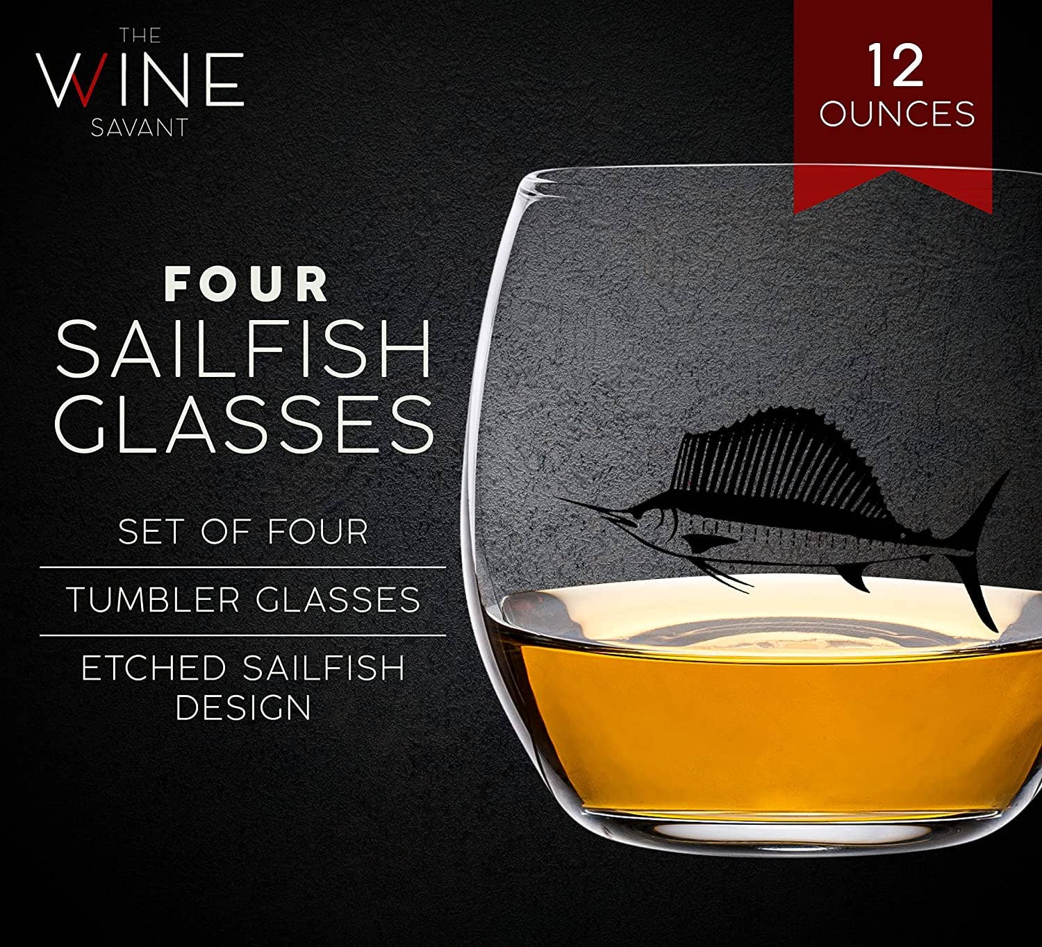 The Wine Savant /  Khen Glassware - Wholesale Decanter - Sailfish Whiskey Decanter Dispenser and 4 Liquor Glasses5