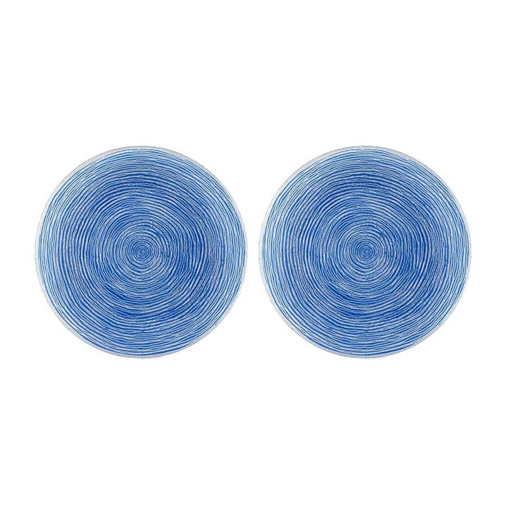Glazen servies dia. 7,75" ronde blauwe glazen bord (set van 2) voor wholesale door TURGLA HOME