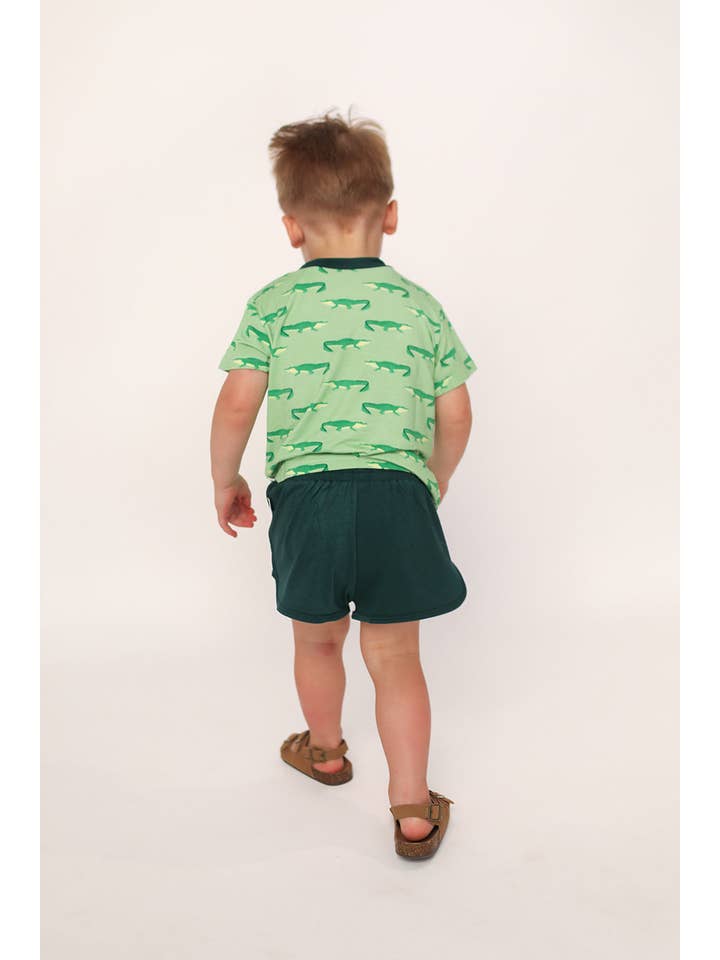 Southern Slumber - Wholesale Top & Short Set - Kids - Light Green Alligator Bamboo Varsity Short Set - T-shirt & Shorts