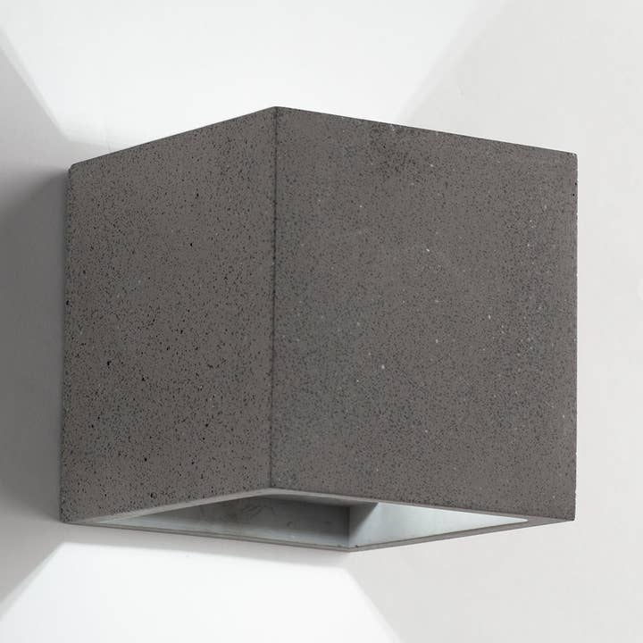 RUBIK square wall lamp in natural concrete with double emission light (1xG9) for wholesale by Gruppo F.T