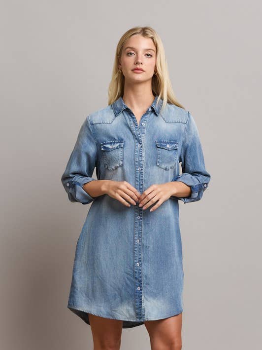 Denim Shirt Dress and other Purchase Wholesale chambray dress. Free Returns & Net 60 Terms on Faire trending on Faire.