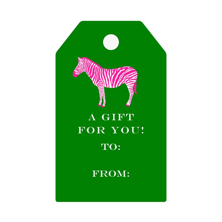 Conjunto de Etiquetas de Presente - Pink Stripe Zebra por atacado de Mimi Paper LLC