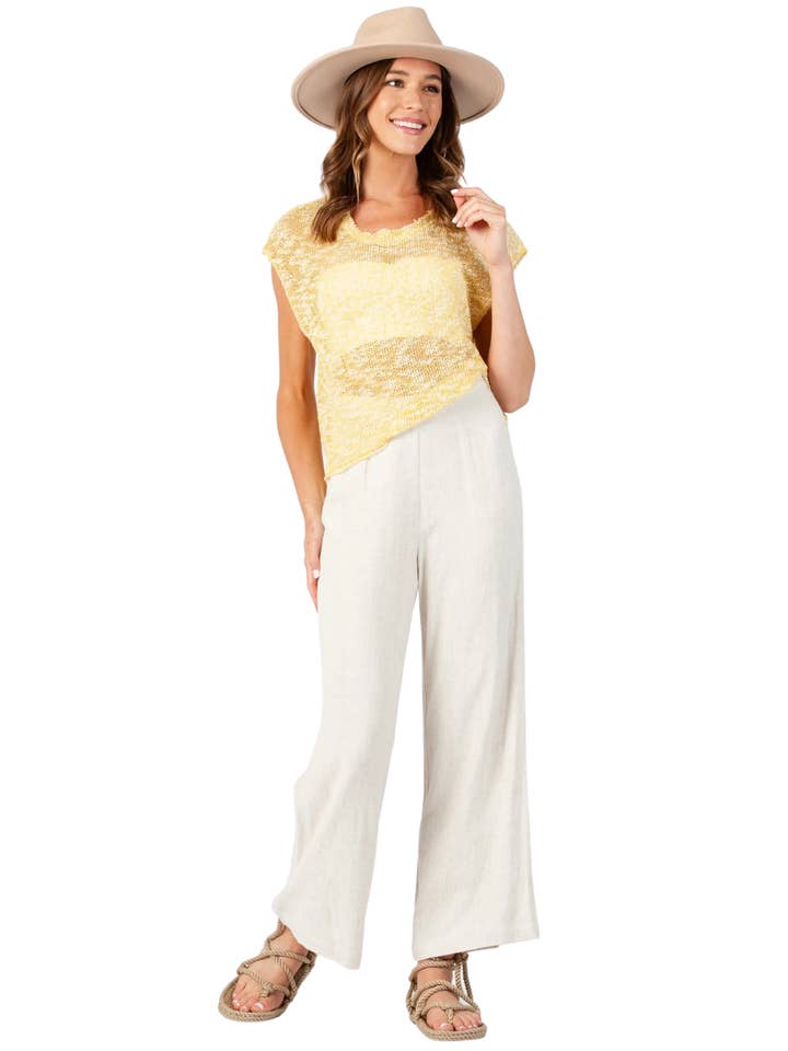 HAUT EN MAILLE FLAMMÉE CHINÉE JAUNE pour la vente par Lucca Couture