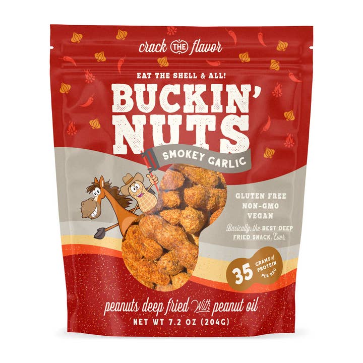 Smokey Garlic Fried Peanuts for wholesale by Buckin' Nuts