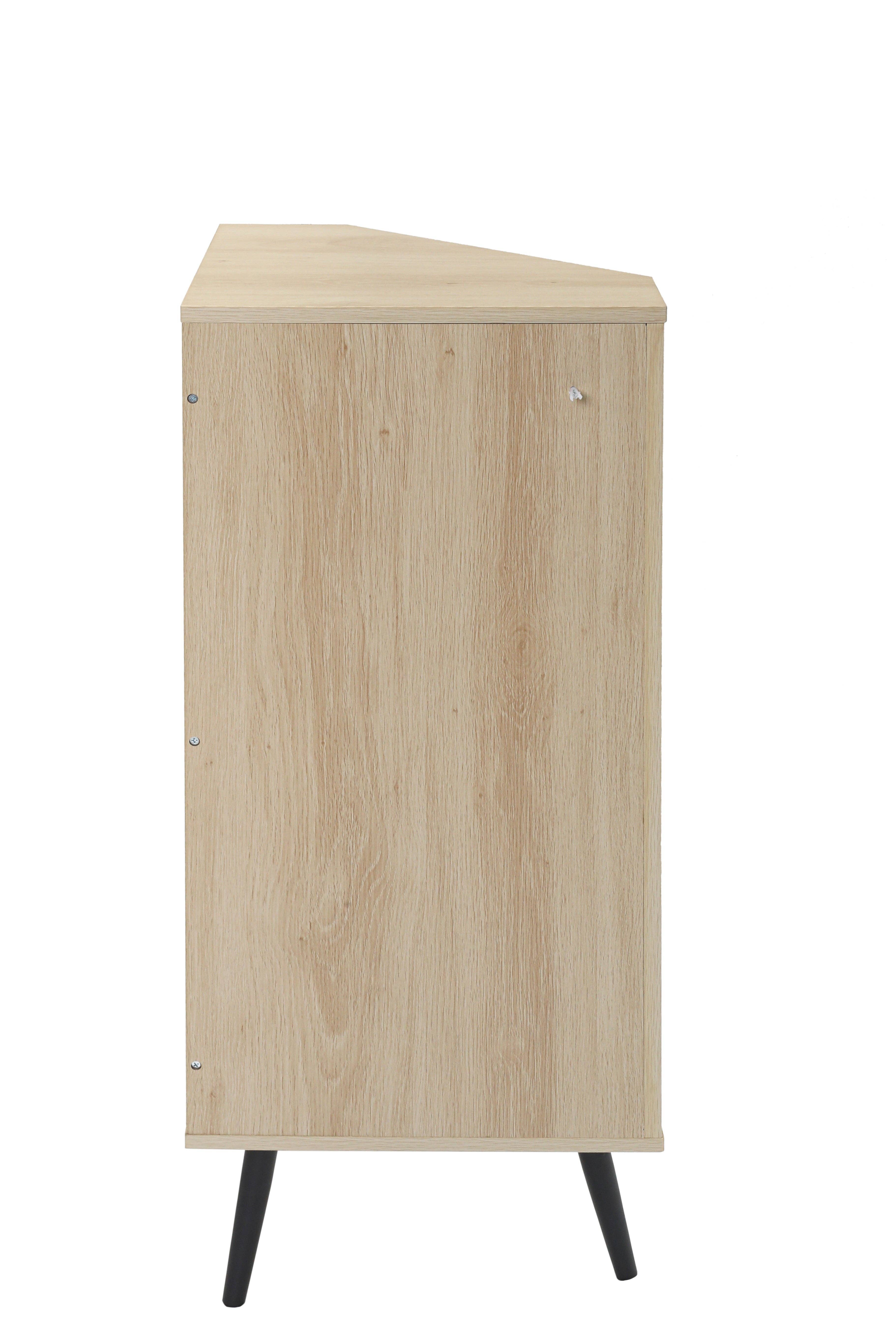 Orange County Decor - Wholesale Cabinet - Corner Cabinet ,Rattan Door,Freestanding Corner Tables For Small Spaces, Corner Shelf Stand For Living Room, Kitchen, Bathroom, Bedroom Natural Particle Board7