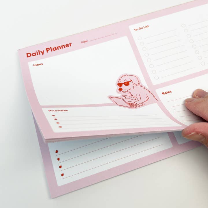 Sungy Side Up - Wholesale Planner - Dog Working Daily Planner Notepad – Daily To-Do List Pad1