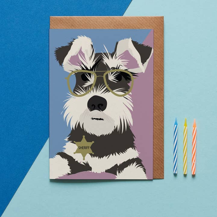 Lorna Syson - Wholesale Birthday Card - Monty the Schnauzer dog greeting card