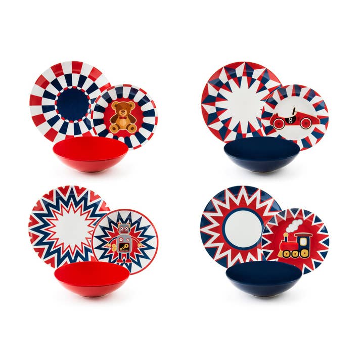 12-piece dinnerware set Excelsa - Vintage Toys, porcelain for wholesale by Bergamaschi & Vimercati S.p.a.