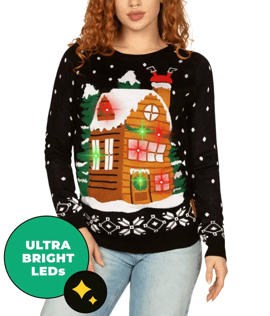 Light Show LED Sweater - Women's Cozy Christmas Sweater for wholesale by Tipsy Elves