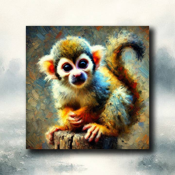 Squirrel Monkey Fridge Magnet 55x55mm for wholesale by frostedgrey