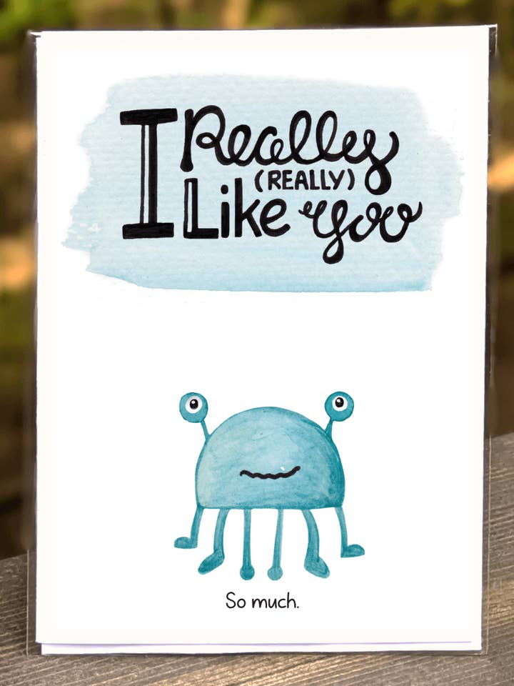 Affection - Je t'aime vraiment (vraiment) - Carte Monstre Copain pour la vente par See Your Joy PDX