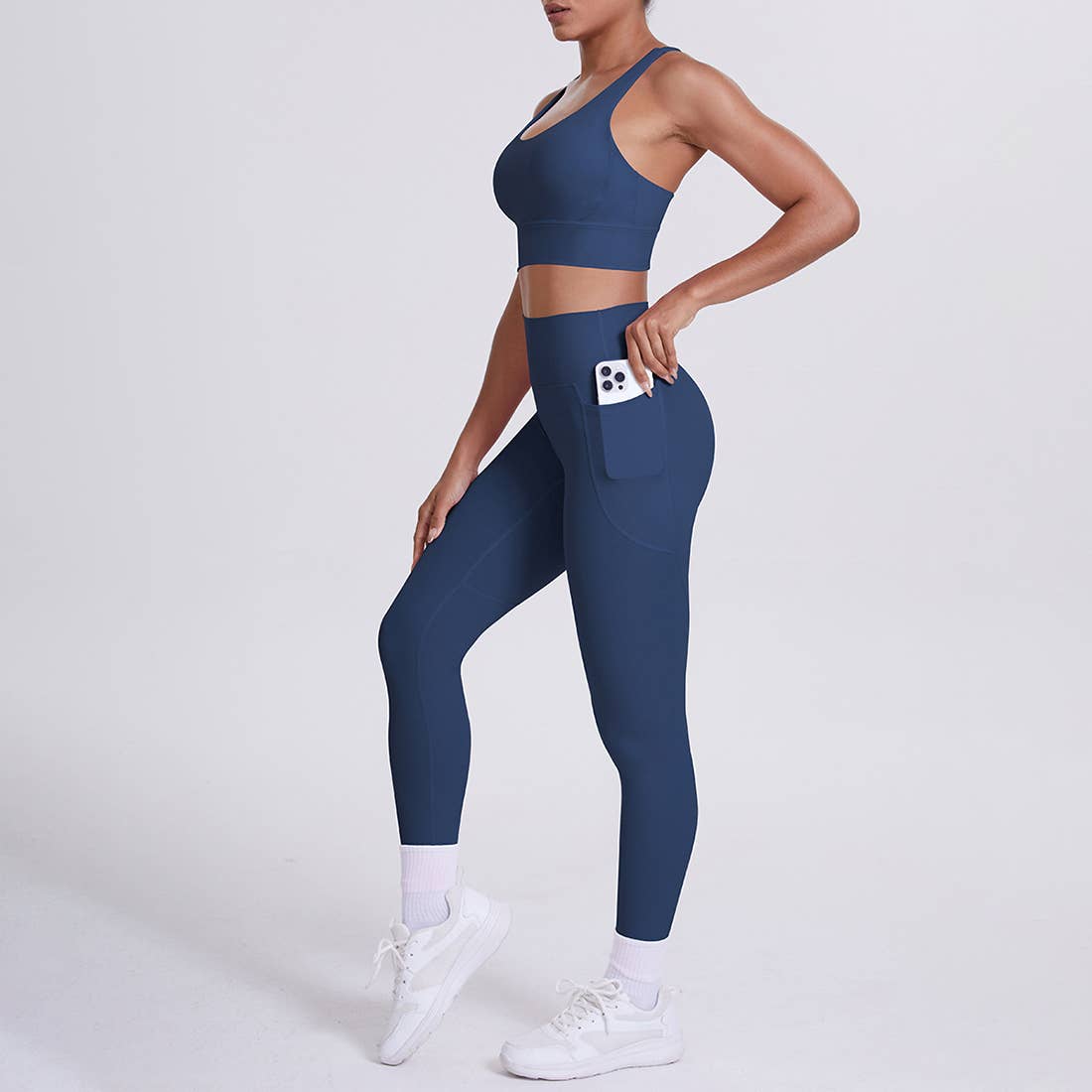 Sodalemon - Venta al por mayor Conjunto de ropa deportiva - Mujer - Conjunto de Yoga para Mujeres: Leggings de Cintura Alta con Bolsillo + Sujetador Deportivo12