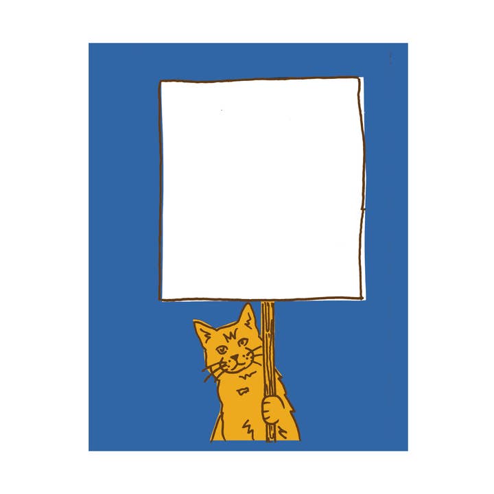 Protest Cat Postcard for wholesale by La Familia Green
