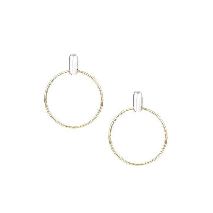 Gold Silver Horizon Circle Statement Earrings in Gold/Silver for wholesale on Faire