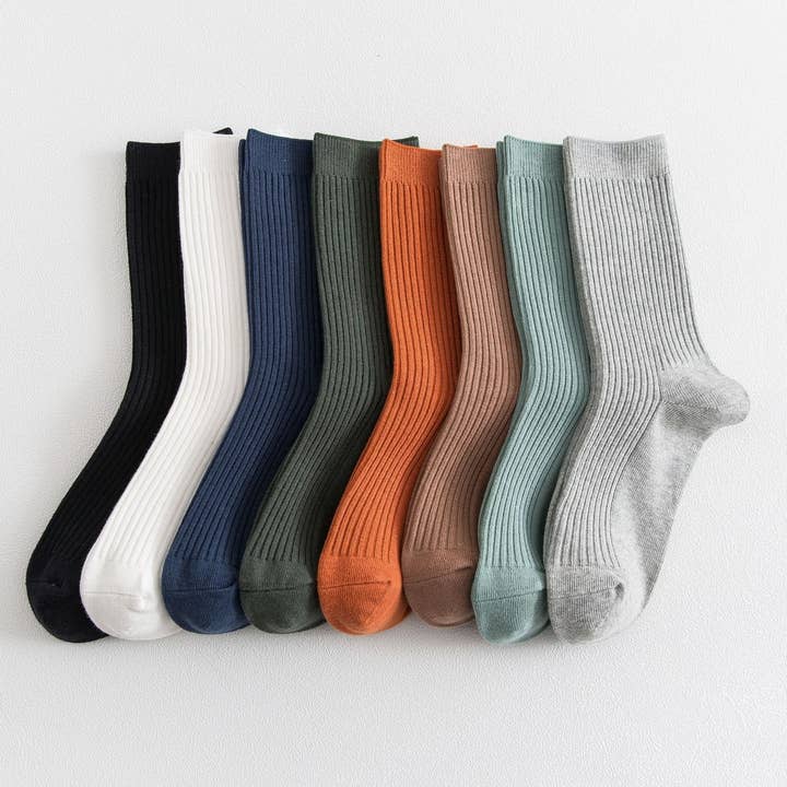 NINEXIS - Wholesale Socks - Unisex - CWMS02986_UNISEX SOLID RIBBED COTTON CREW SOCKS10