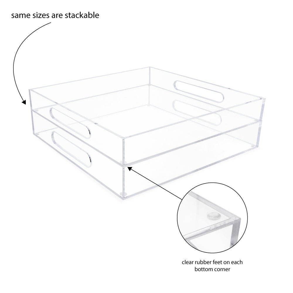 Clair Plateau de service transparent en acrylique avec poignées découpées Isaac Jacobs en vente sur Faire18