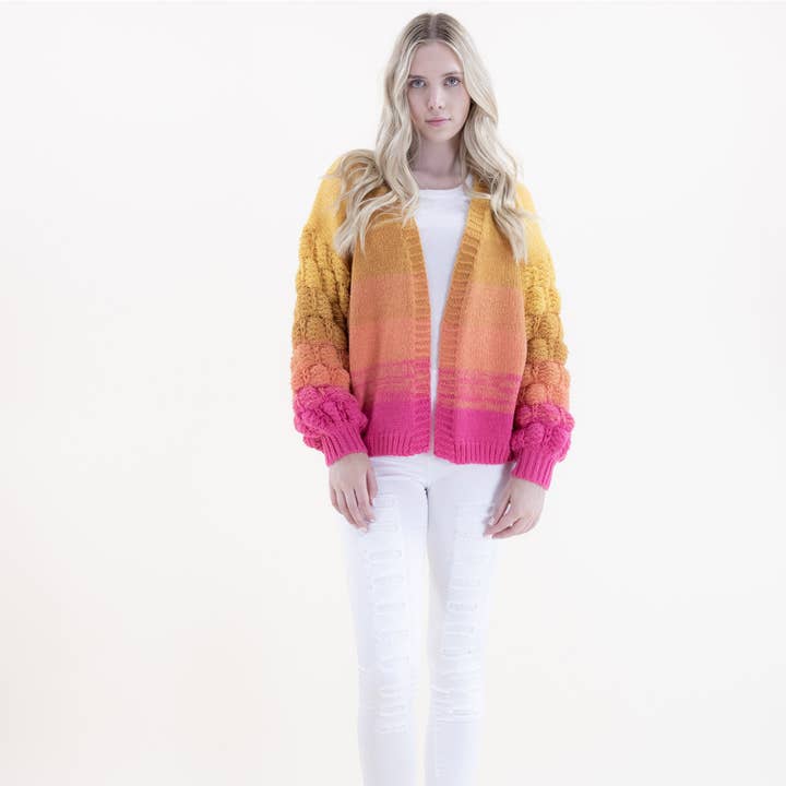 Cardigã com Padrão de Escamas em Gradiente FP63069. (2PC) por atacado de TAPA fashion