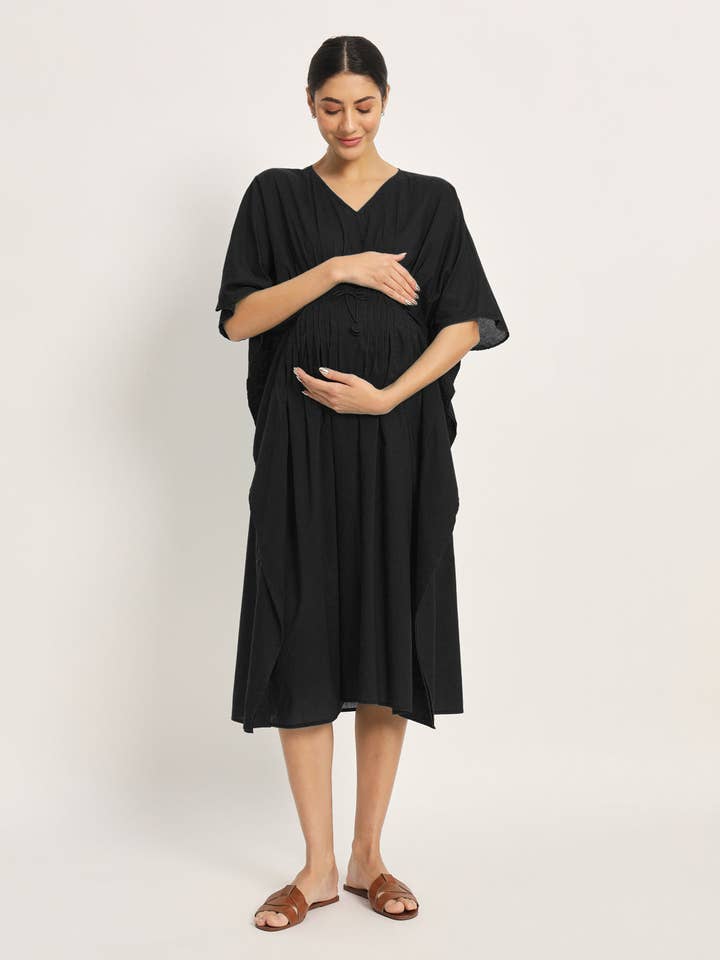 Classic Black Mommy Mode Maternity & Nursing Dress for wholesale by Thevasa