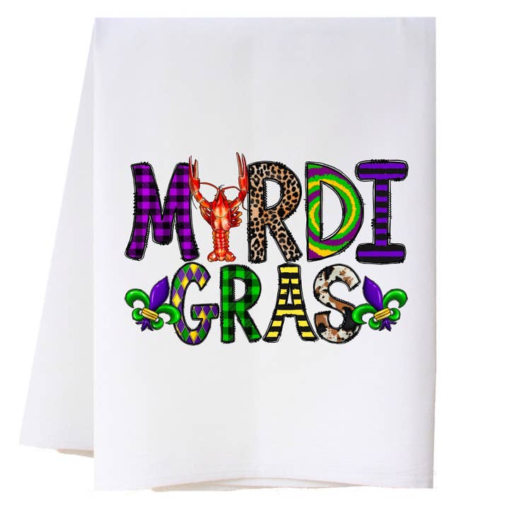 Torchon de cuisine Multi Mardi Gras pour la vente par Cora & Pate