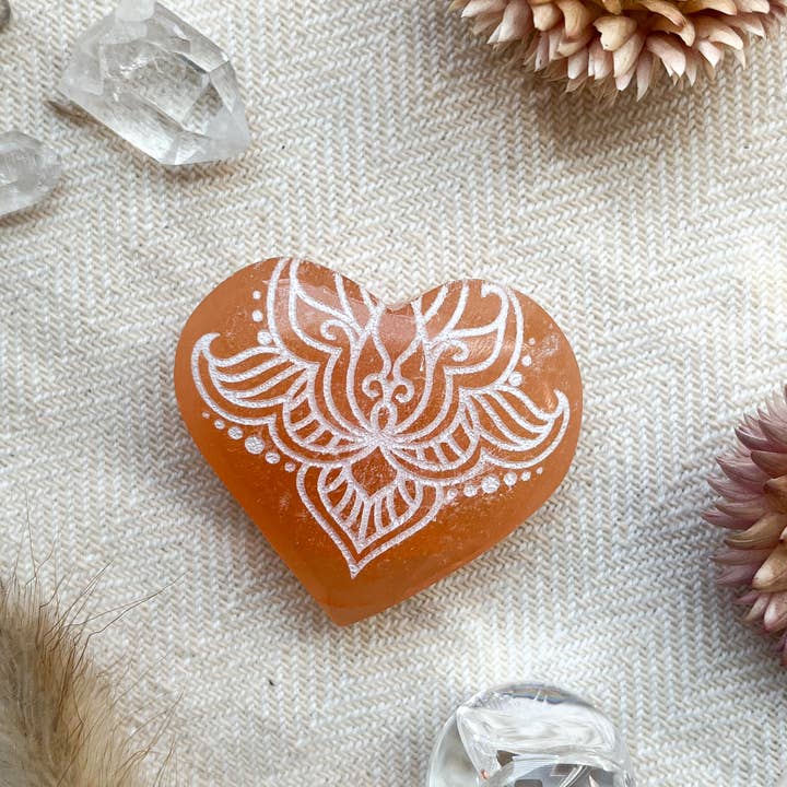 Fractalista Designs - Wholesale Spiritual Stone/Crystal - PEACH Selenite Heart Crystal Mother's Day Gifts For Women5