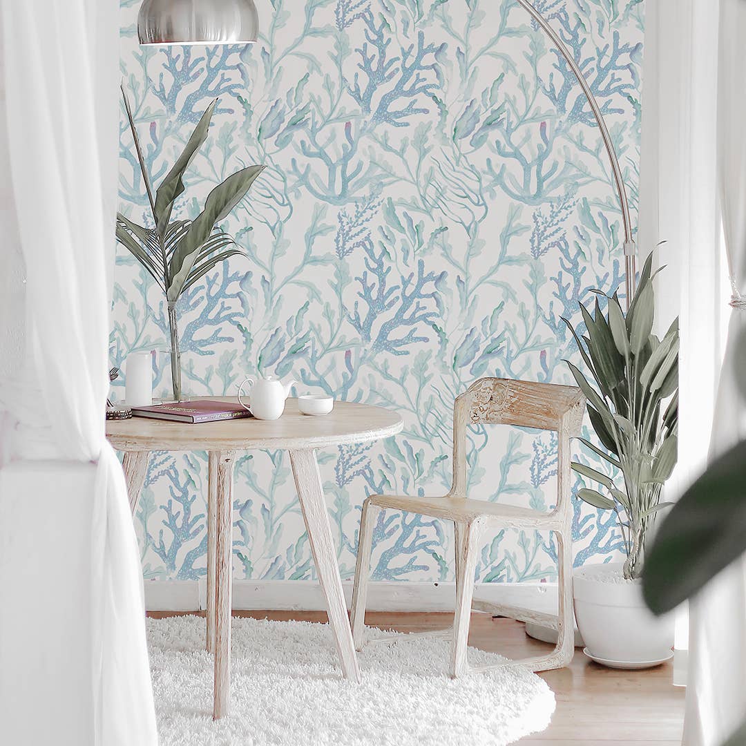 Coral Reef Aqua Peel and Stick Wallpaper, 28 sq ft for wholesale on Faire5