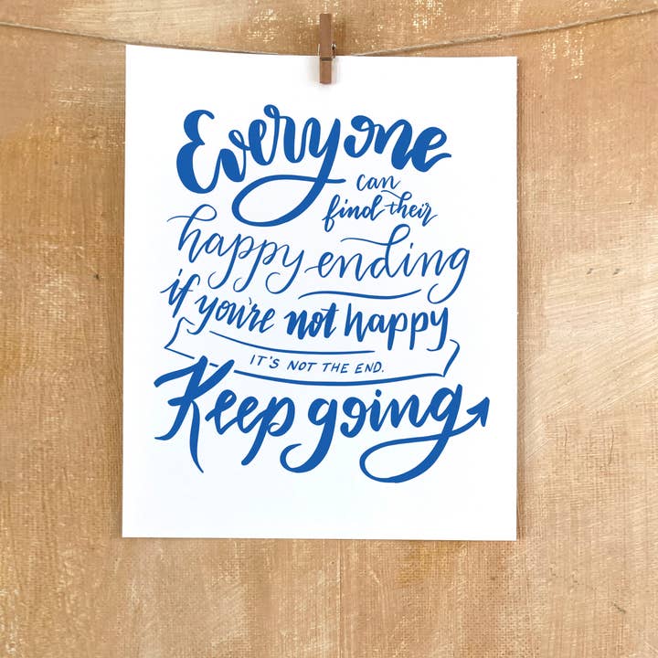 8x10 Quote Art, Everyone Can Find their Happy Ending for wholesale by EAM Art Shop