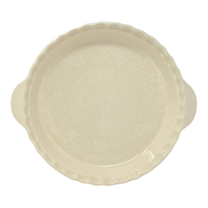 Baker, Round, Pie Plate, Handles, 9.75" in "Duet in Lace" by Manufaktura | Z148S-SB02 for wholesale by Polish Pottery Outlet