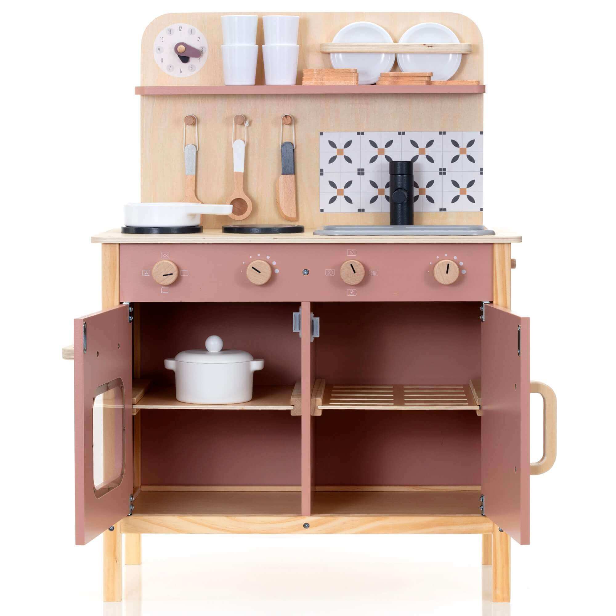 OmaOmaOma! Montessori Educational Wooden Toys for Kids - Wholesale Toy Set - Kids - Wooden Play Kitchen Set - Montessori Pretend Cooking 22pc Ages 3+2