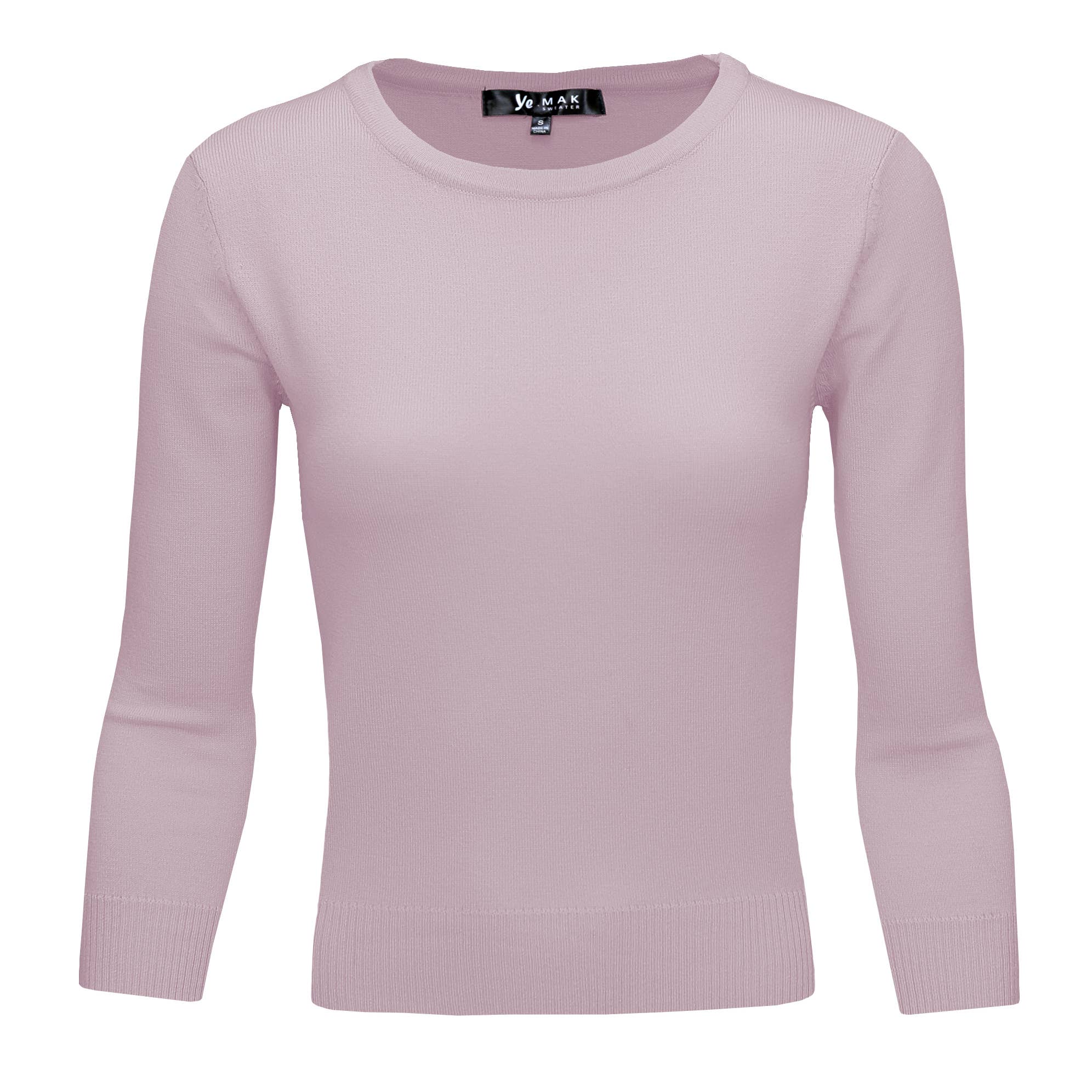 Mak - Wholesale Knit Top - Women's - 3/4 Sleeve Crewneck Soft Lightweight Basic Knit Top MK363621