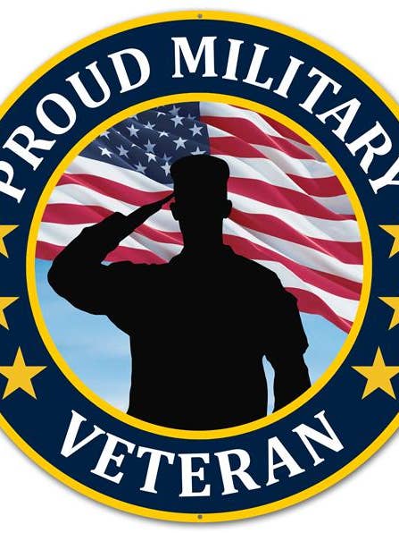 12"DIA METAL PROUD MILITARY VETERAN - RD/WHT/BL/YLW/BLK - MD0453 for wholesale by General Wholesale Inc