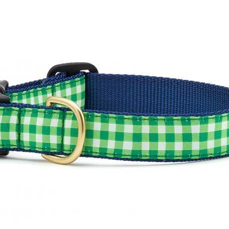 Lime Gingham Dog Collar for wholesale by Up Country, Inc.