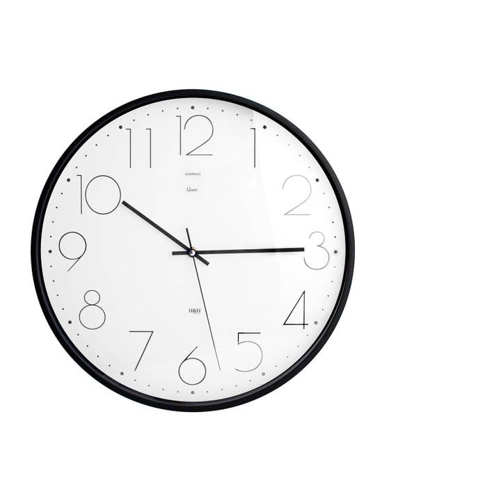 Thompson Round Quartz Wall Clock 40 cm Black/White for wholesale by H&H