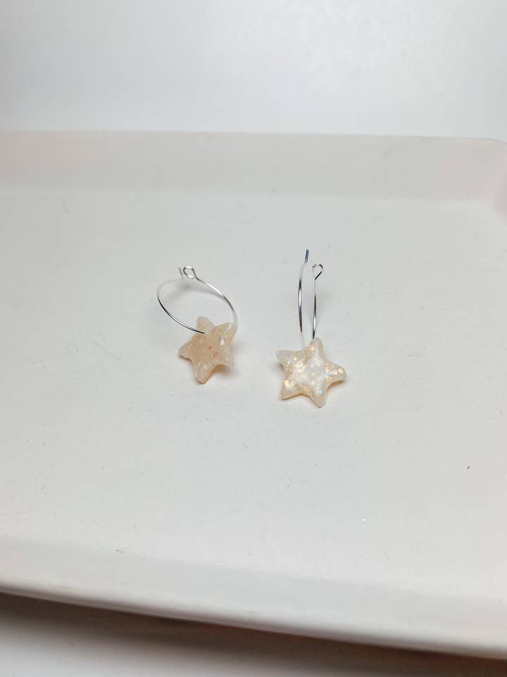 Opal Star Hoops | Orecchini in argilla polimerica fatti per la vendita all'ingrosso da parte di LivCreated