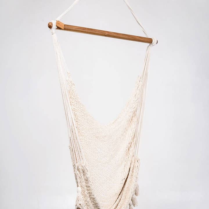 Boho hängmatta gunga i naturlig bomull med tofsar för wholesale av Artissanos