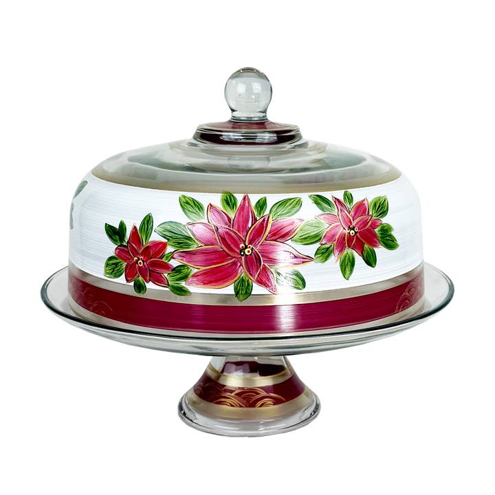 Holiday Poinsettia Cake Dome for wholesale by Golden Hill Studio