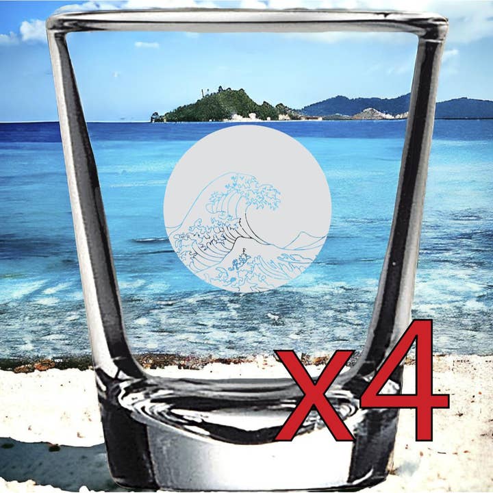 Black Wave 2oz Premium Customizable Shot Glasses for wholesale by Texan Customs