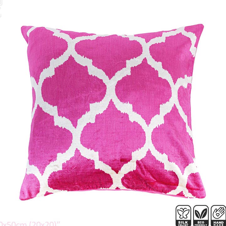 Fundas de almohada decorativas de terciopelo de seda rosa tradicional para venta al por mayor de OyzShop