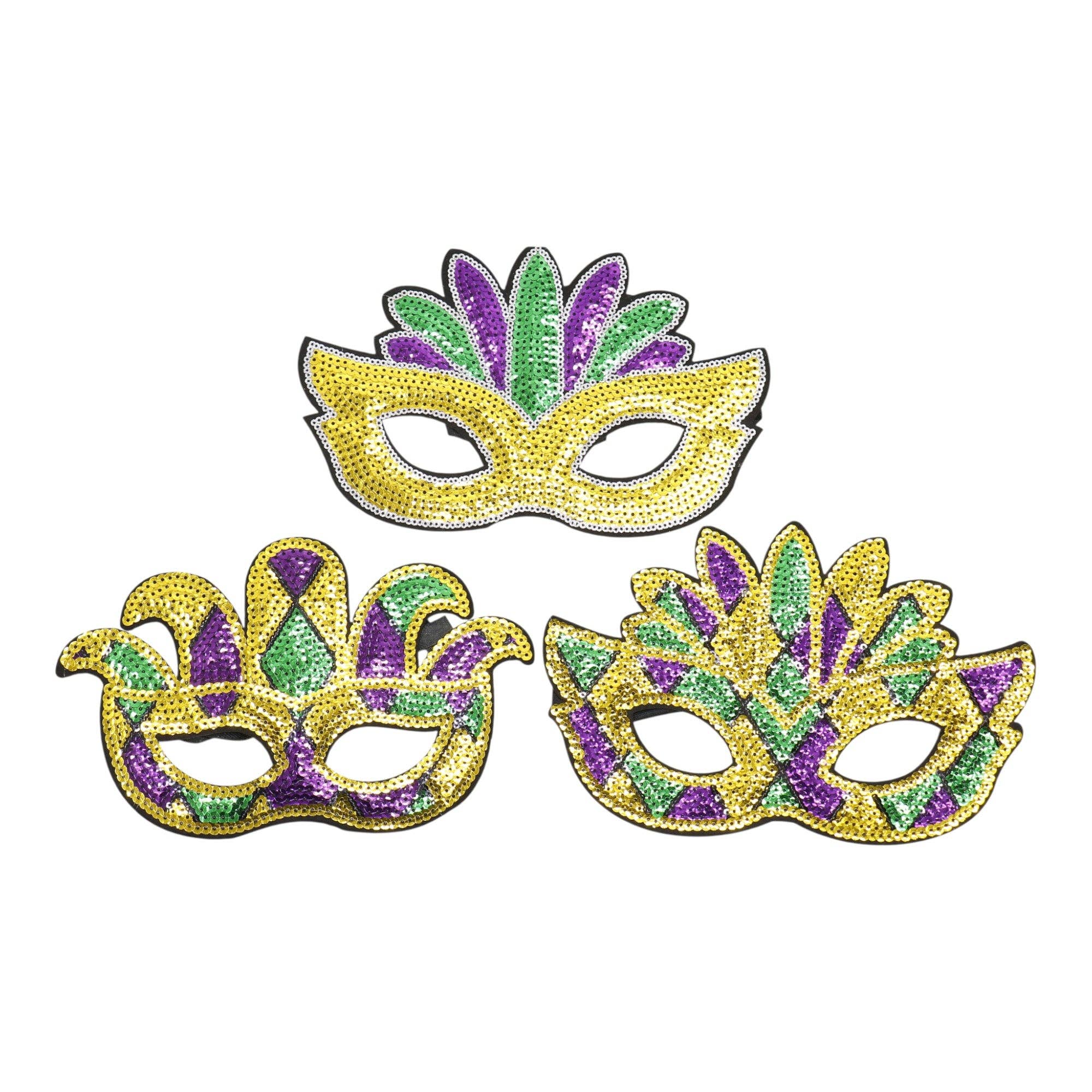 ASSORTED Mardi Gras Party and Carnival Sequin Mask SS51109-11 (12PC) for wholesale on Faire4