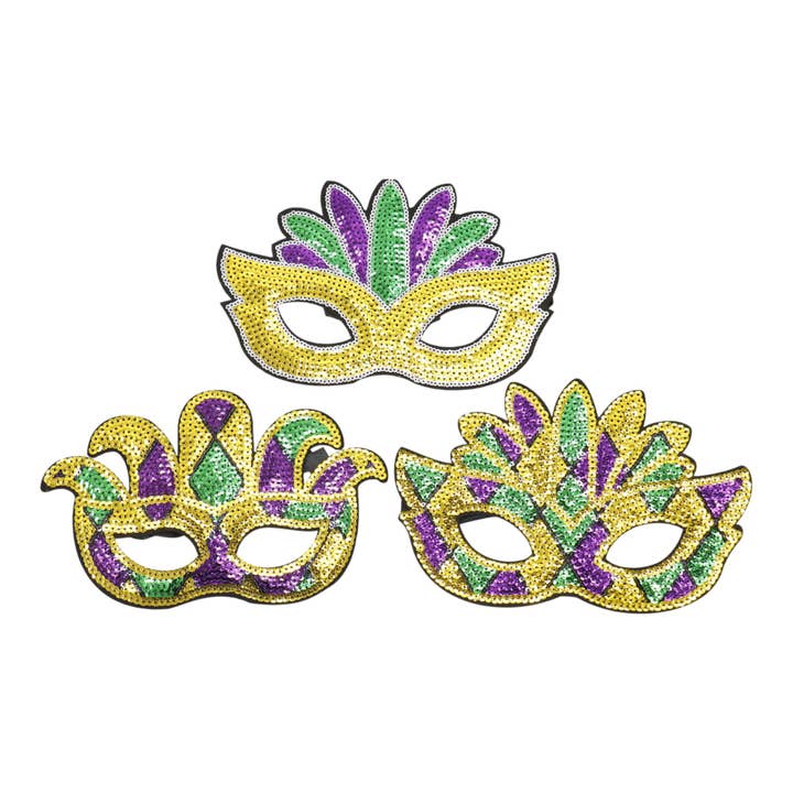 ASSORTED Mardi Gras Party and Carnival Sequin Mask SS51109-11 (12PC) for wholesale on Faire4