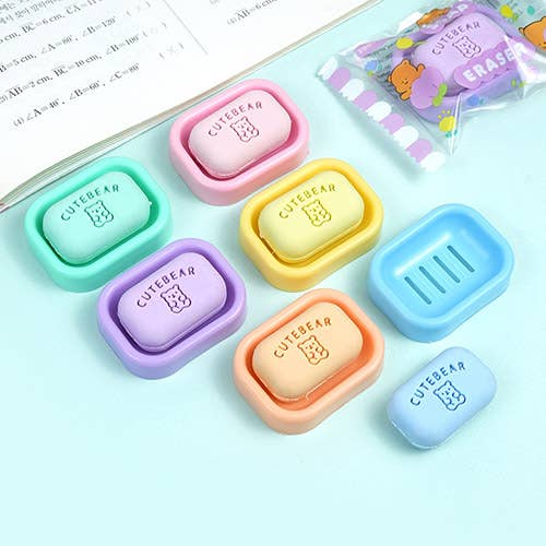 K-Wonderland – wholesale Eraser – CUTE BEAR Soap Eraser - School writing Desk Essencials8