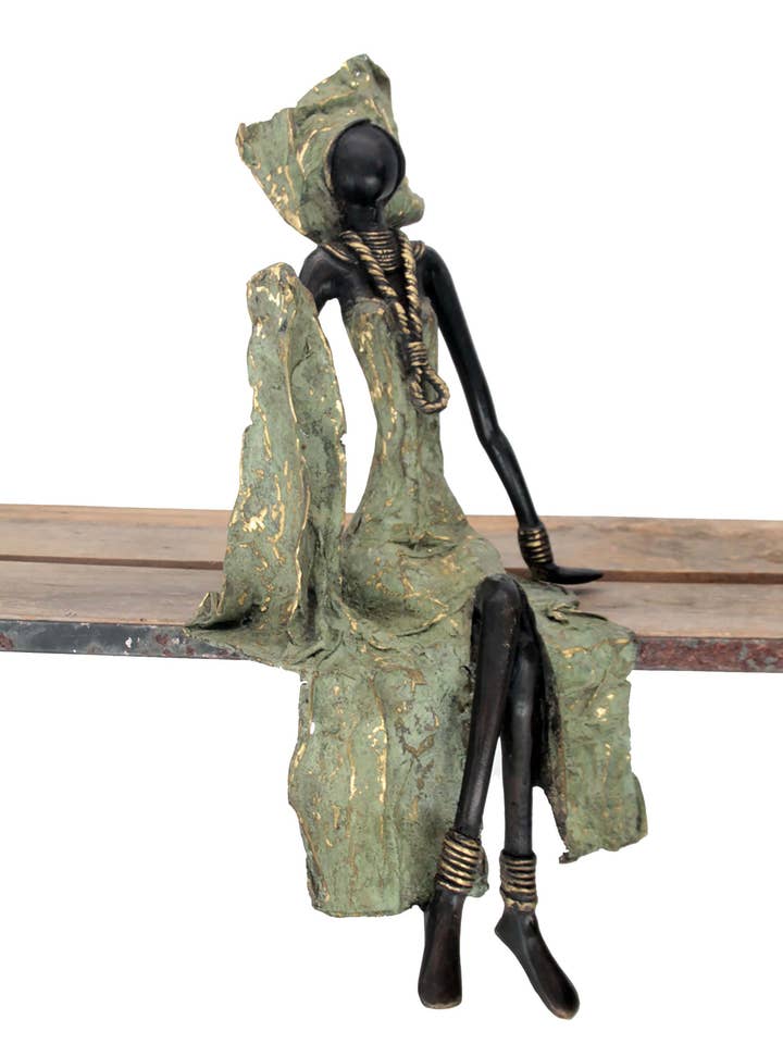 Bronze assis 40 cm vert n°11 pour la vente par Lafi Bala